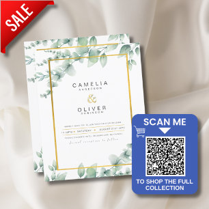 Papier LeahG Eucalyptus Green Gold MARIAGE QR CODE Inv