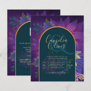 Papier LeahG Green Purple Gold JEWEL TONES Mariage INVITE