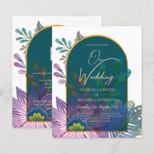 Papier LeahG Green Purple Gold JEWEL TONES Mariage INVITE