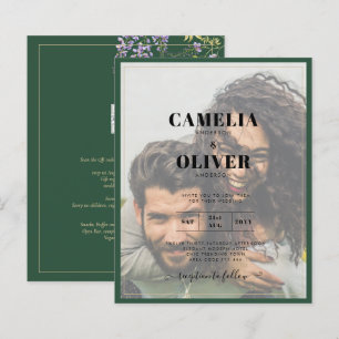 Papier LeahG Green Purple WISTERIA Wedding INVITE