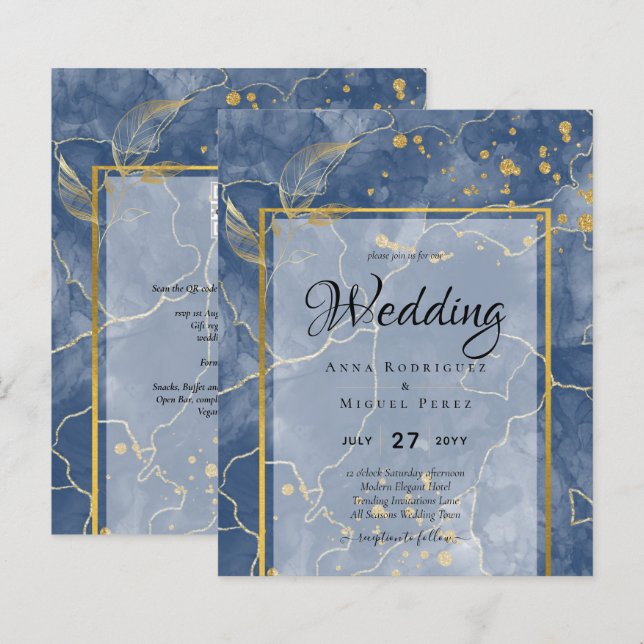 Papier LeahG INK Marine Mariage bleu or (Devant / Derrière)
