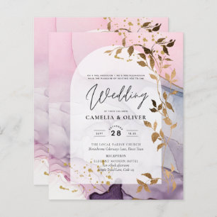 Papier LeahG Ink Ombre violet rose rose Mariage or