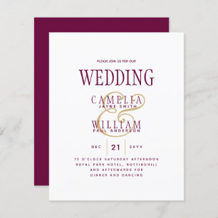 Papier LeahG Magenta Berry Mariage rose Invitation