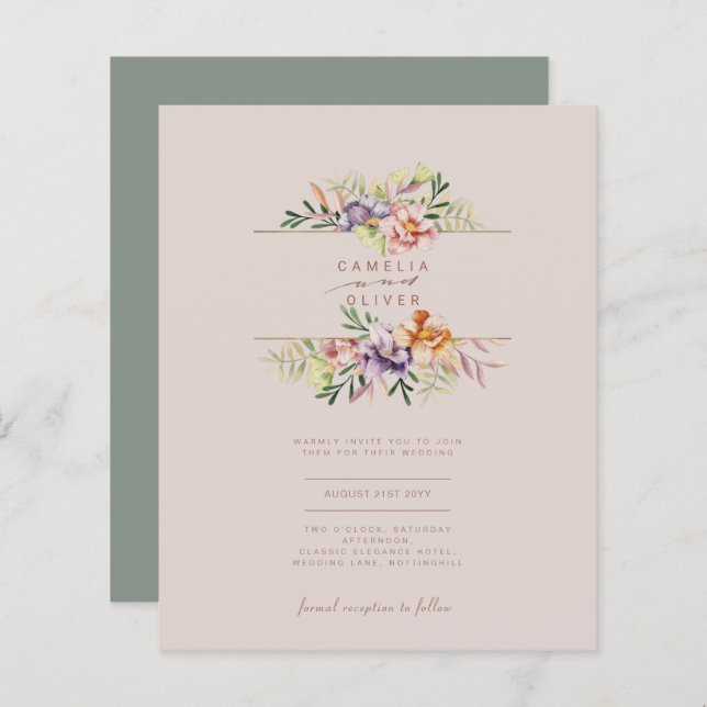 Papier LeahG Mariage de fleurs florales Boho printemps ét (Devant / Derrière)
