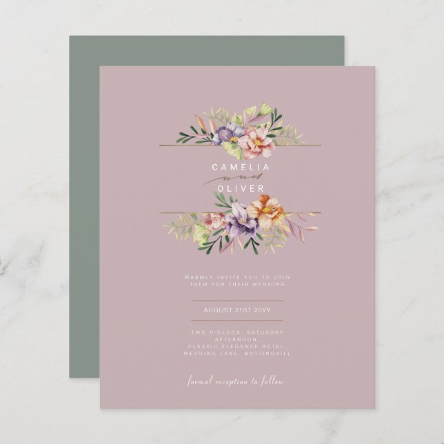 Papier LeahG Mariage de fleurs florales Boho printemps ét (Devant / Derrière)