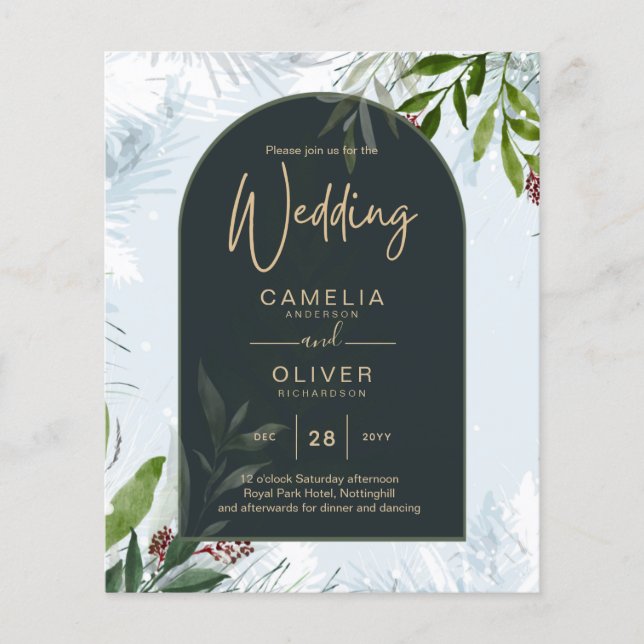Papier LeahG Mariage d'hiver Aqua Blue Green INVITATION (Devant)
