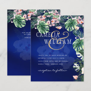 Papier LeahG Mariage floral bleu vert tropical