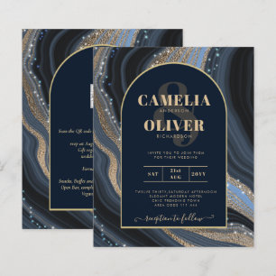 Papier LeahG Marine Blue Gold Agate STARRY Mariage de nui