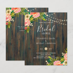 Papier LeahG Pêche Rustique Mariage Floral de corail