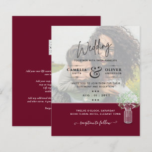 Papier LeahG PHOTO OVERLAY Gypsophila Wedding Invitation