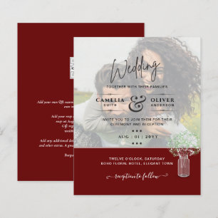 Papier LeahG PHOTO OVERLAY Gypsophila Wedding Invitation