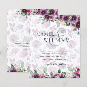 Papier LeahG Plum Purple Berry Mariage Floral Automne Hiv