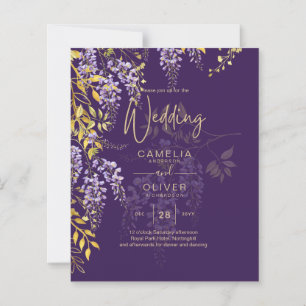 Papier LeahG Purple Gold WISTERIA Floral Wedal INVITE