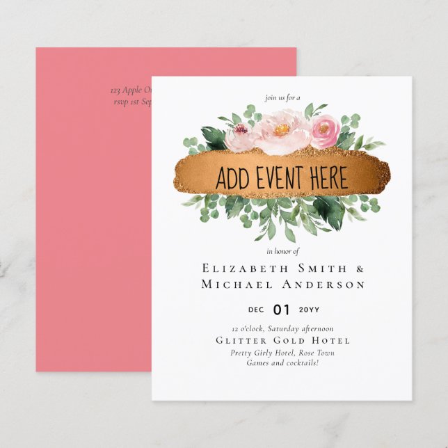 Papier LeahG Rose de budget Gold Glam Mariage (Devant / Derrière)