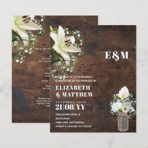 Papier LeahG Rustique Calla Lily Mariage Floral Invitatio