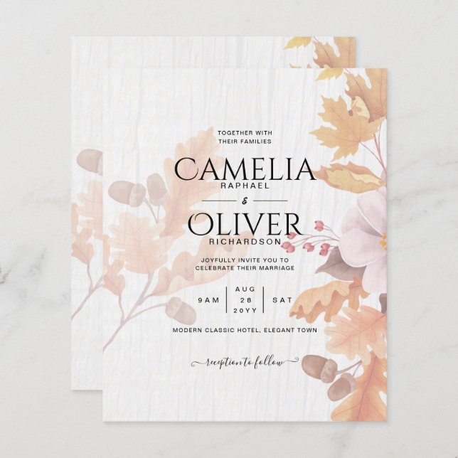 Papier LeahG Terracotta Automne part Mariage Invitation (Devant / Derrière)