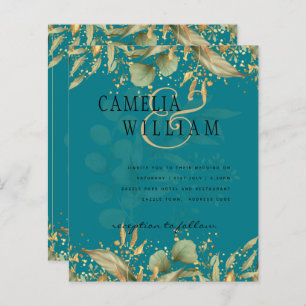 Papier LeahG Verdure Verre Mer Turquoise Gold Mariage Inv
