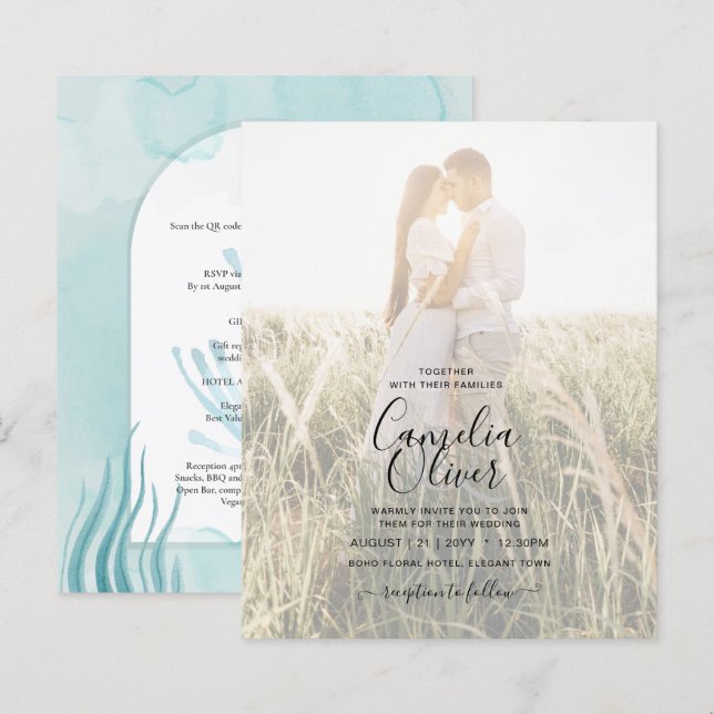 Papier LeahG Verre de mer Océan Coral Turquoise Blue INVI (Devant / Derrière)