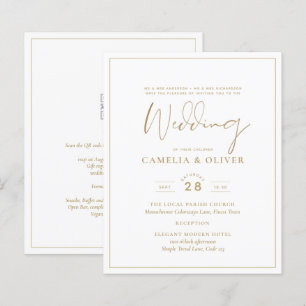 Papier LeahG White Gold Classic Typographie Mariage Invit