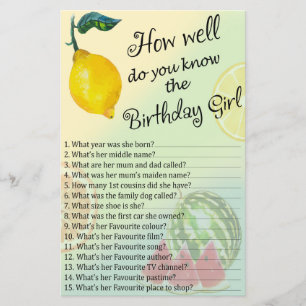 Papier Lemon Comme tu connais bien la fille d'anniversair