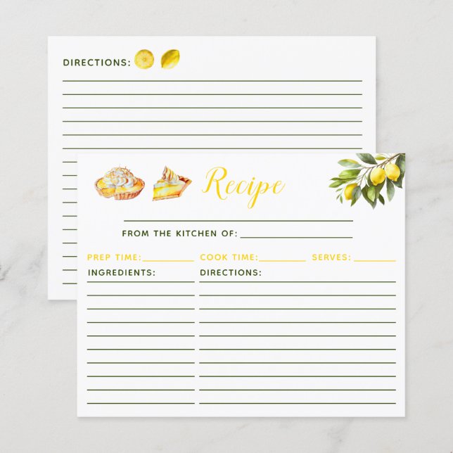 Papier Lemon Pie Recipe (Devant / Derrière)