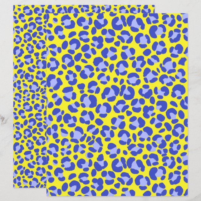 Papier Léopard bleu pourpre (Devant / Derrière)
