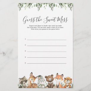 Papier Les Animaux De Bois Baby shower Devinez Le Mess Do