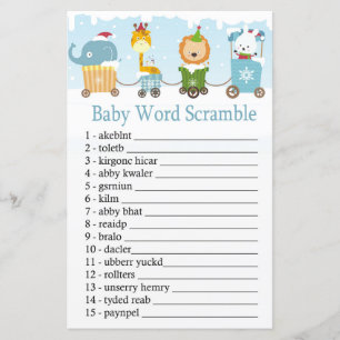 Papier Les animaux de Noël train Baby word scrambule jeu