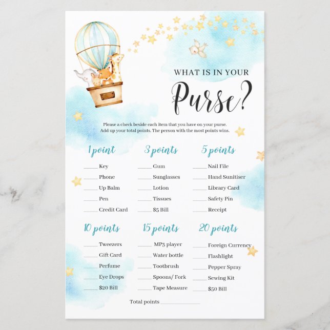 Papier Les animaux en montgolfière ce qui est dans votre  (Devant)