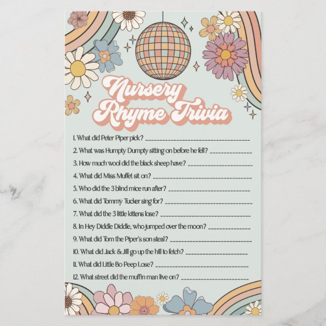 Papier les années 70 super jeu de baby shower nursery rim (Devant)