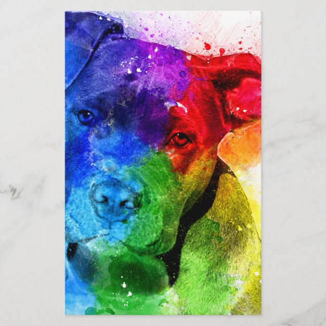 Papier Les couleurs de l'Amour sont un Pitbull (Devant)