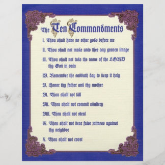 PAPIER LES DIX COMMANDEMENTS