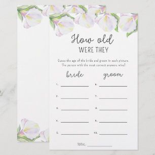 Papier Les fleurs de Calla - Quel âge avaient-elles le je