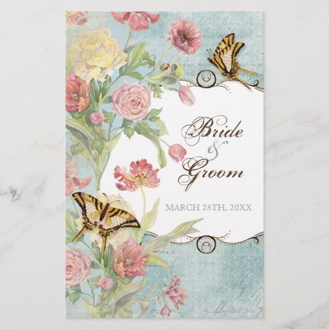 Papier Les Fleurs Peony Rose Tulip Floral Flowers Mariage (Devant)