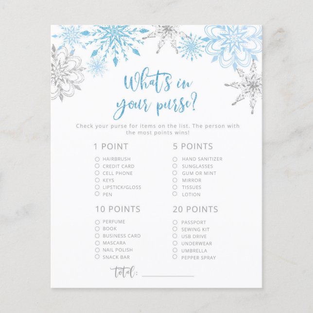 Papier Les flocons de neige dans votre jeu de baby shower (Devant)