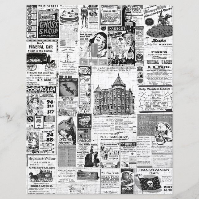 Papier Les petites annonces du journal d'Halloween (Devant)