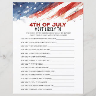 Papier Les Plus Susceptibles De 4 juillet Partie