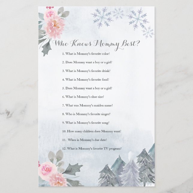 Papier Les Snowflakes Winter Floral Qui Connaît Mommy Mei (Devant)