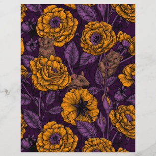 Papier Les souris font la fête en orange et violet