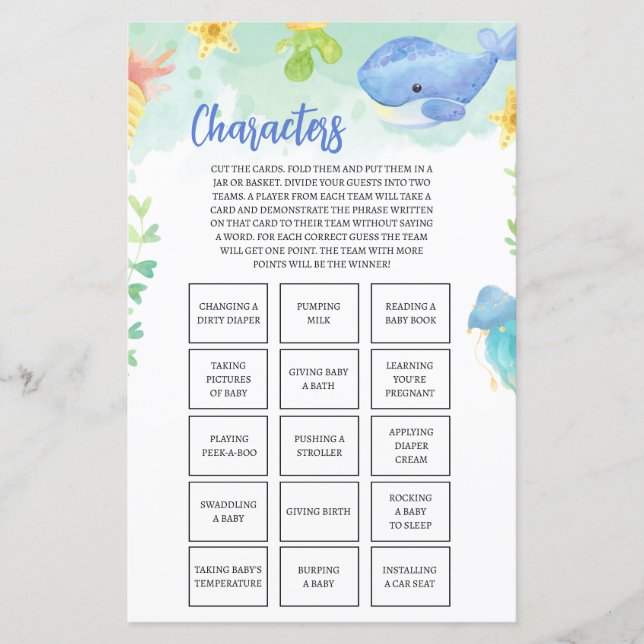 Papier L'été sous le Baby shower de la mer Caractères de  (Devant)