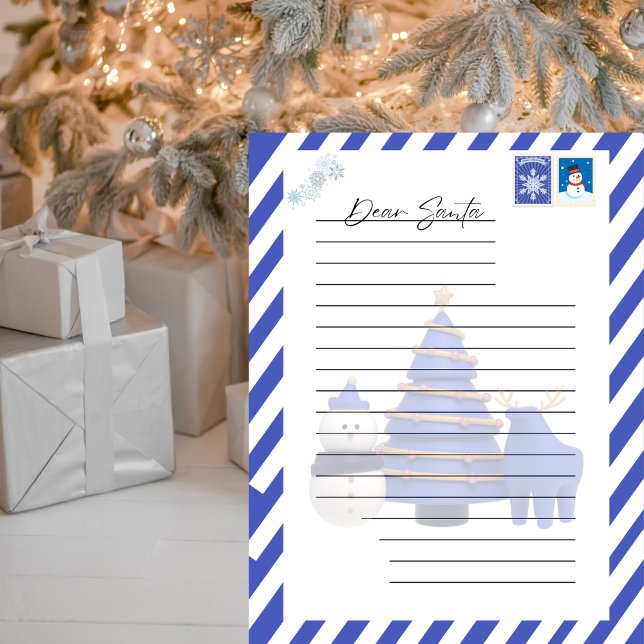 Papier Lettre à Père Noël Blue Christmas Tree (Créateur téléchargé)