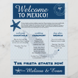 Papier LETTRE D'ACCUEIL Mariage Bleu Starfish Cancun Mexi