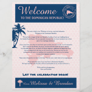Papier Lettre d'accueil Pink & Navy République Dominicain