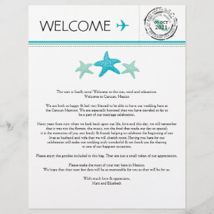 Papier Lettre de bienvenue mariage pour Cancun Mexique