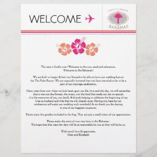 Papier Lettre de bienvenue mariage pour les Bahamas