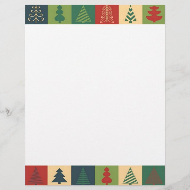Papier Lettre de Noël Papier-Arbres de Noël (Devant)