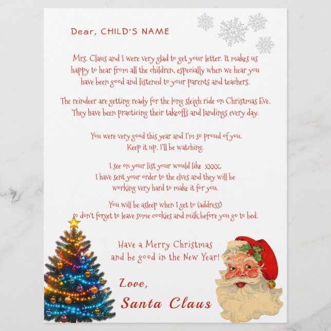 Papier Lettre de Noël personnelle du Père Noël à votre en (Devant)