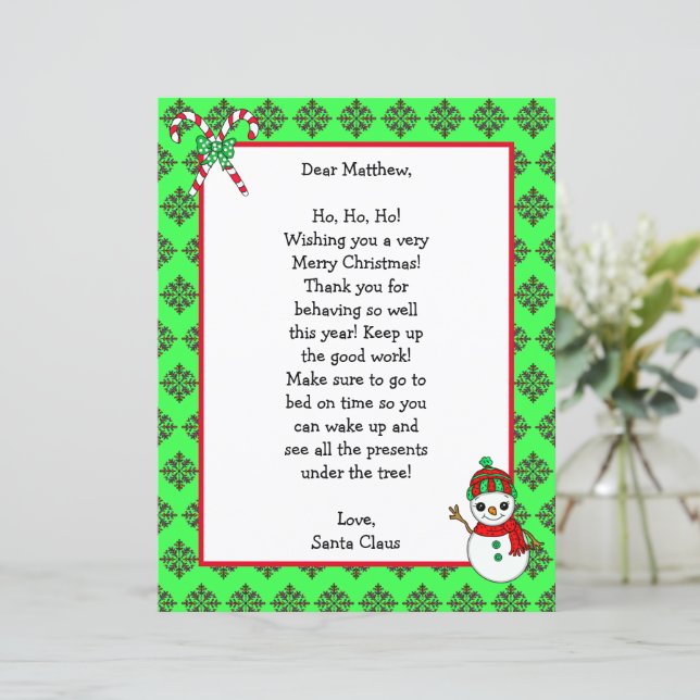 Papier Lettre de nom de Noël personnalisée de Père Noël (Debout devant)