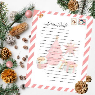 Papier Lettre de voeux de Noël Festive Girls à Père Noël