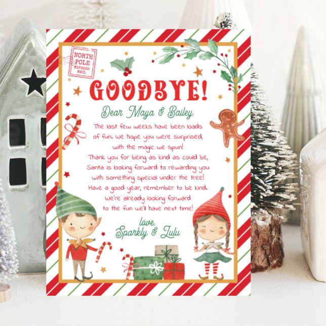 Papier Lettre d'elfe au revoir personnalisée (Goodbye elf letter to celebrate your time with your Christmas elf. Say goodbye to your Christmas Elf)